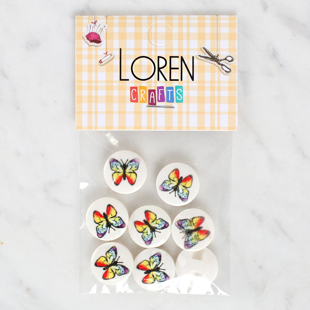 Loren Crafts 8'li Kelebek Düğme - 1195